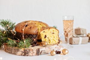 Panettone, traditional italian Christmas sweets for winter holidays
